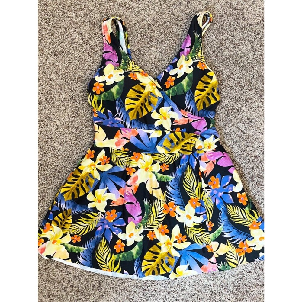 Seekers Essentials Australia Tropical Swim Dress One Piece Size 12 Floral Swim